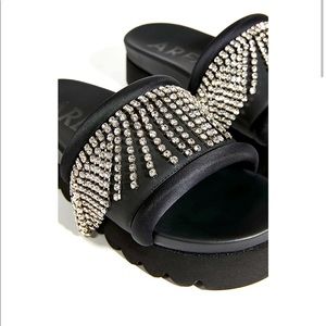 Area Crystal Fringe Platform Sandals